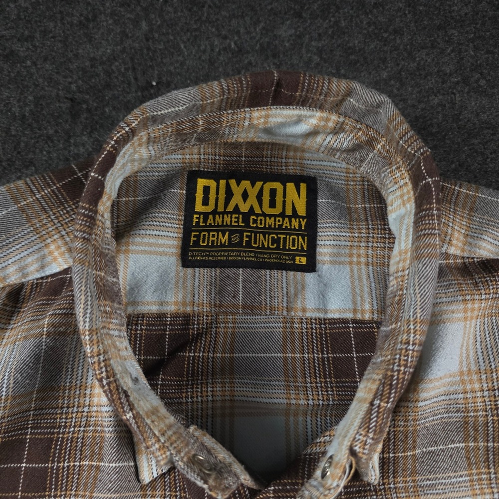 Dixxon Flannel Brown Blue Shadow Plaid Snap Button Work Shirt Grunge Men's L - Picture 3 of 14